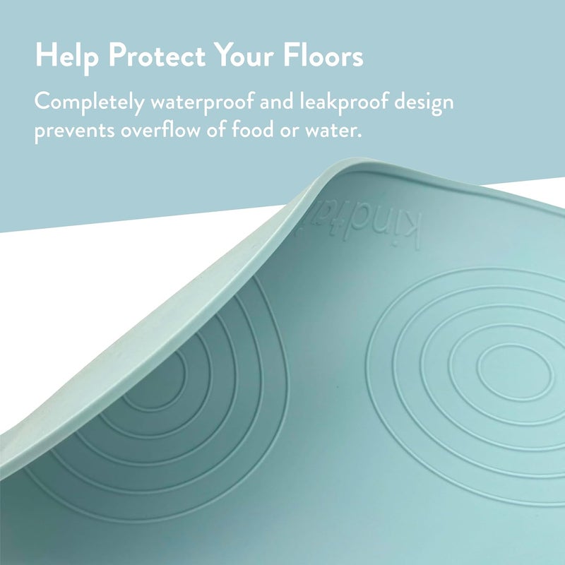 KindTail Dog & Cat Food Mat - Waterproof, Food-Grade Silicone Pet Placemat for Feeding & Water Bowls - Raised Edges Protect Floors - Non-Slip Grip - Dishwasher Safe - 19 x 11 Inches, Light Green - Image 5